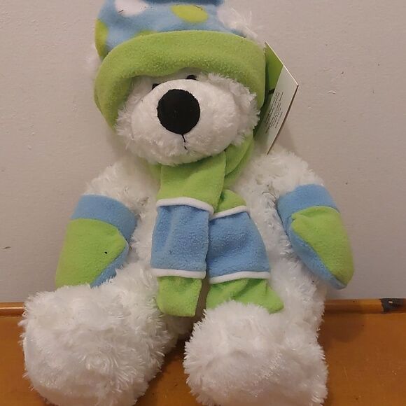 Hugfun Hug Fun Winter Teddy Bear Color Block Scarf Hat Plush Stuffed Animal - Picture 1 of 6